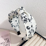Elegant Floral Black White Hairbands for Women Girls Wide Edge Soft Hair Hoops Big Bowknot Cross Headband Hair Styling Tool Gift