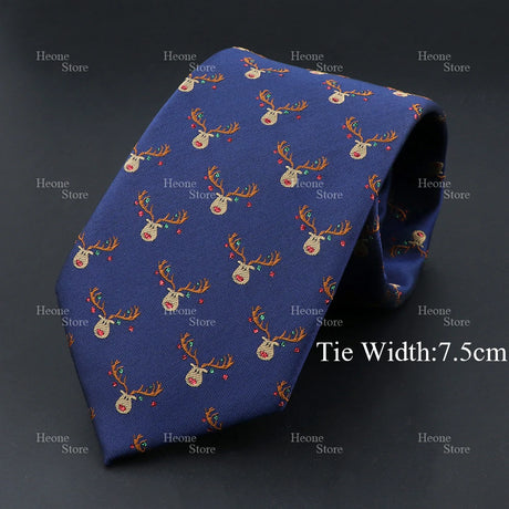 Classic Red Blue Christmas Tie For Men Father Festival Gift Santa Claus Snowman Tree Snowflake Elk Necktie Skinny 7cm Accessory