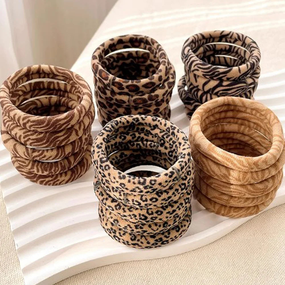 5PC High Elasticity Hair Ties Leopard Print Elastic Hair Scrunchie Ties for Women Wild Fashion Head Rope Hair Styling Accessorie