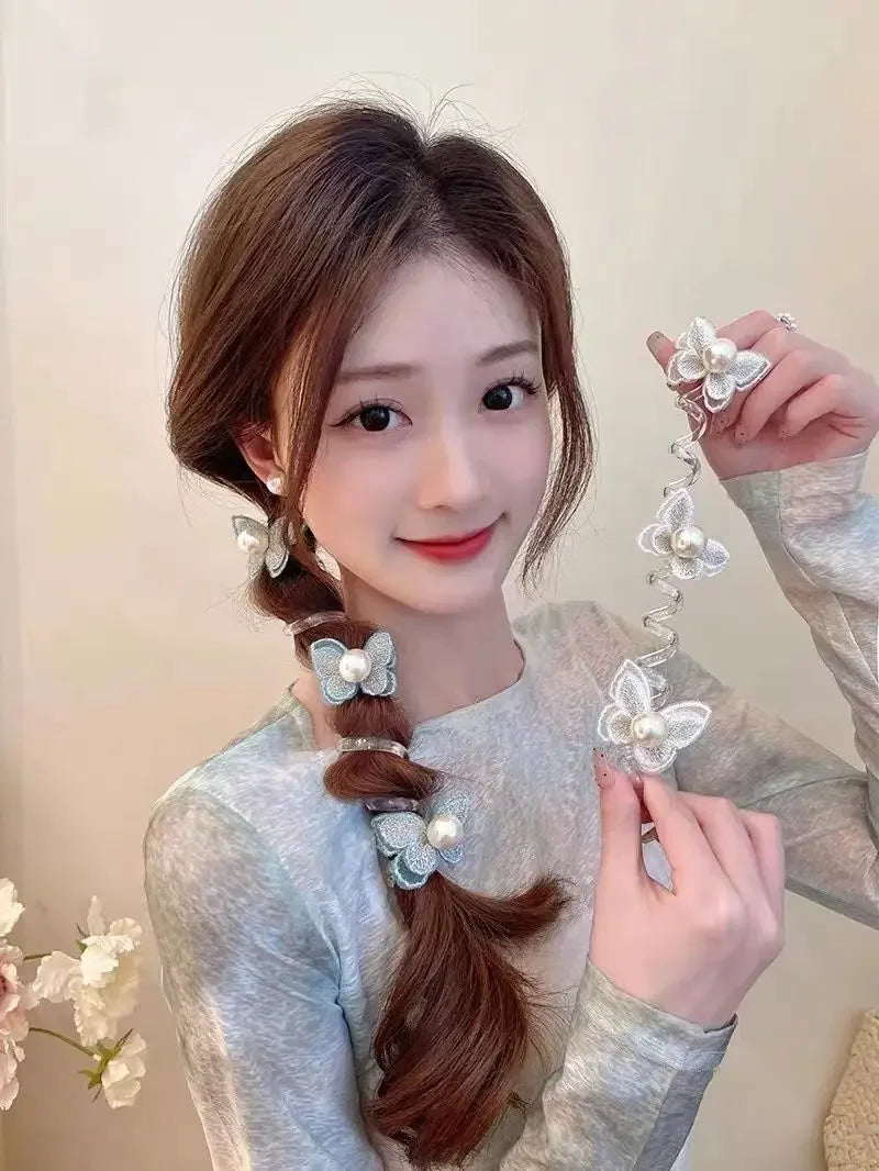 Elastic Telephone Wire Hair Ties Women Girls Butterfly Hair Bands Spiral Coil Rubber Band Ponytails Head Rope Hair Accessories
