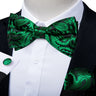 Classic Black Men Bow Ties 100% Silk Bowties Butterfly Pocket Square Cufflinks Set Suit Paisley Gold Pre-Tied Bow Tie DiBanGu