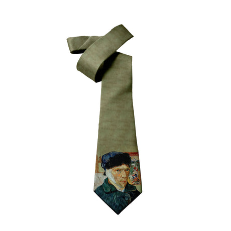 Fashion art oil painting tie Van Gogh retro portrait casual business tie men's party wedding shirt suit accessories