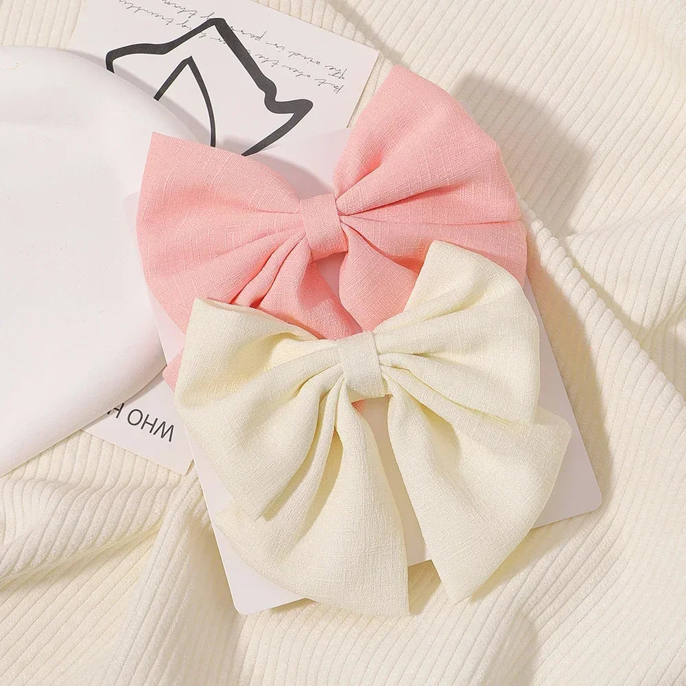 2pcs/set 4.5" Cheer Bow Hair Clip for Kids Lovely Grosgrain Ribbon Hairgripes Girls Delicate Bowknot HairPins Baby Headwear Set
