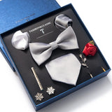 Holiday Gift Box Tie For Men Tie Handkerchief Pocket Squares Cufflink Set Necktie Box Man Dark Grey April Fool's Day