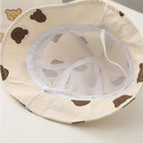 Korea Cotton Baby Bucket Hat with Ears Boys Girls Cute Cartoon Bear Breathable Sun Fisherman's Hat Kids Outdoor Child Panama Cap