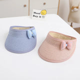 Lovely Girl Baby Summer Straw Hat Casual Bowknot Sun Visor Caps Outdoor Beach Top Sunscreen Empty Hats Cute Baseball Caps