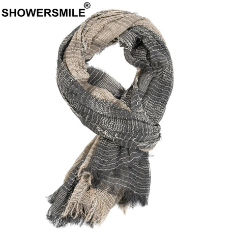 SHOWERSMILE Scarf Men Autumn Winter British Style Mens Scarves Patchwork Khaki Black Gray Navy Male Scarf 180cm*110cm