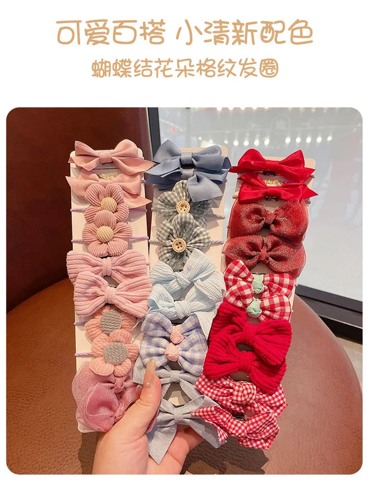 10pcs Hair Accessories Girls Scrunchies Aesthetic Lacos De Cabelo Infantil Bands Kids Headbands Bandes Bandeaux Elastiquec Cute