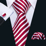 Barry.Wang Striped Silk Men Tie Hanky Cufflinks Set Jacquard Neck tie for Male Formal Casual Wedding Party Business High Quality