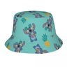 Unisex Kawaii Bucket Hats Funny Stitch Cartoon Accessories Bob Hat For Beach Headwear Lightweight