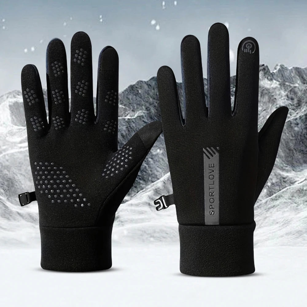 1Pair Winter Waterproof Windproof Non-slip Touch Screen Warm Gloves, For Outdoor Cycling, Driving, Skiing