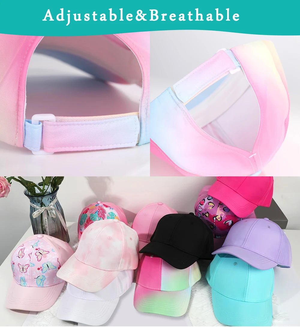 Fashion High Ponytail Kids Boy Hat Sun Hats Baseball Caps Adjustable Solid Color Print Travel Caps Baby Children Peaked Caps Hat