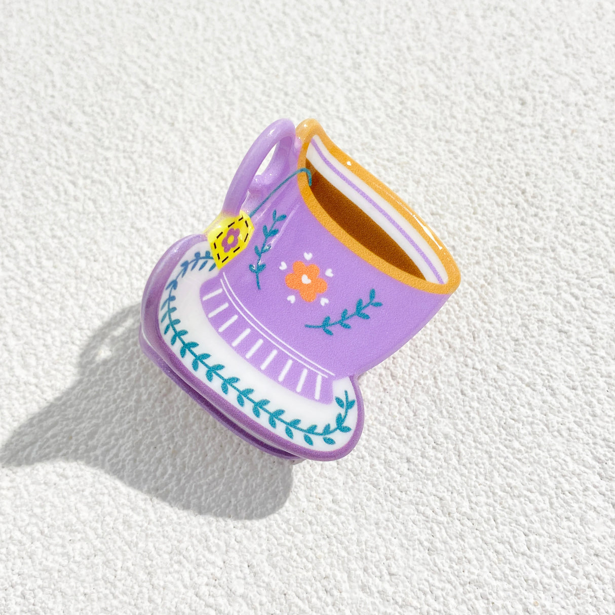 Sweet Cute Plastic Pastoral Flower Print Cup Shark Hairpin For Women Girls New Cute Vase Shape Hair Clip Claw Accessories