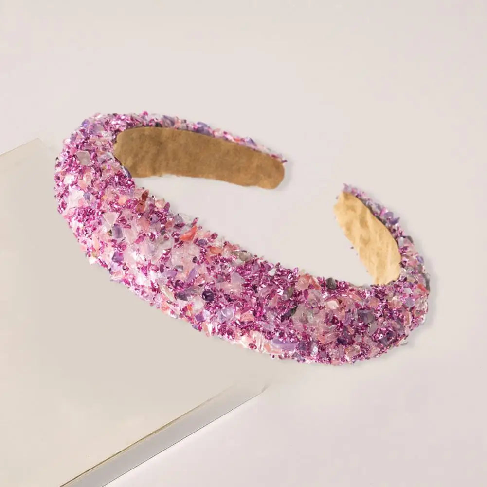 Women Headband Artificial Crystal Embellished Wide Band Headwear Elastic Anti-slip Luxury Fashion Ladies Hair Hoop Accessories 