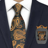 Luxury 7CM Mens Necktie Paisley Ties For Man Groomsman Jacquard Woven Gold Orange Color Neck Tie Business Party