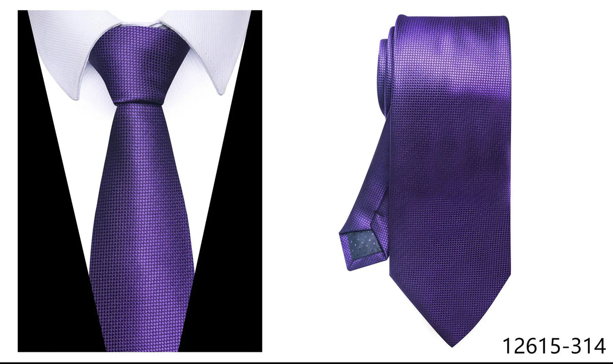 100% Silk Brand Purple Tie Men Necktie High Quality Mix Colors Silk 7.5 cm Gravatas Accessories Wedding April Fool's Day