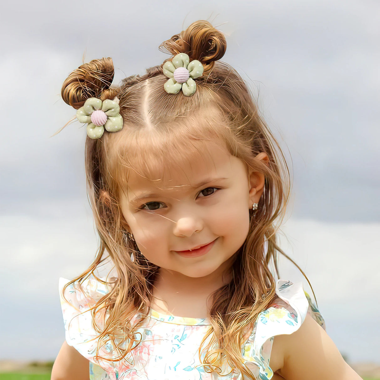 10Pcs/Set Girls cute Hair Loop Childrens Hair Ties with Flowers Elastics Ponytail Holders Pigtails Rubber Band Hair Accessories