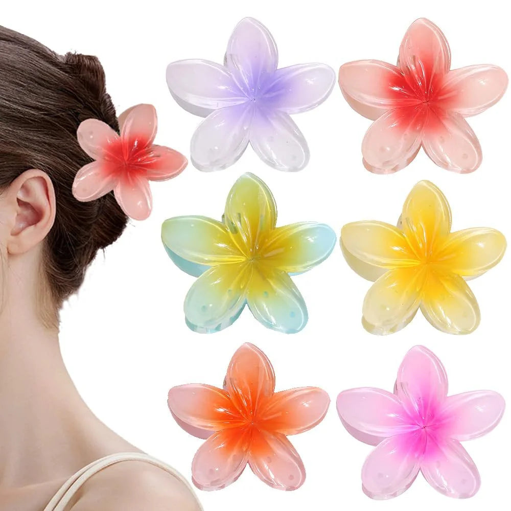 4pcs Fashion Versatile Sweet Department Small Fresh Sweet Gradient Lily Flower Grab Clip Simple Plate Hair Clip Hair Accessories