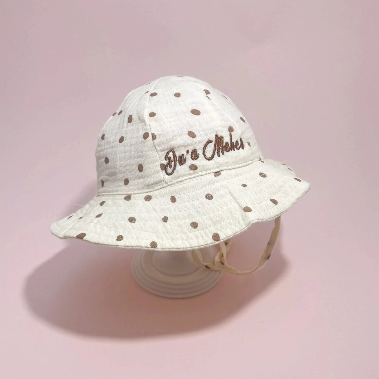 Embroidered Name Breathable Kids Wide Brim Sun Hat With Adustable Chin Strap Suitable For Summer And Beach