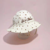 Embroidered Name Breathable Kids Wide Brim Sun Hat With Adustable Chin Strap Suitable For Summer And Beach