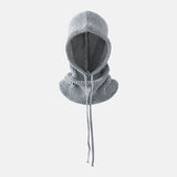 Winter Balaclava Hat for Men&Women Knitted Hooded Cap Outdoor Windproof Drawstring Hat One-Piece Neck Beanie Capofficial website