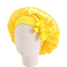 Solid Satin Silk Bonnet with Band Tie Baby Sleep Cap Bowknot Kids Baby Night Sleep Cap Beanies Girl Makeup Cap Children Nightcap