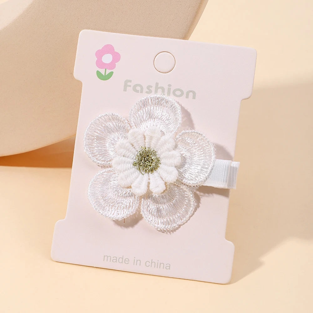 1pcs Ins Daisy Flower Hair Clips Baby Girl Hairpins for Kids Lace White Barette Princess Hooks Infant Accessories Korean