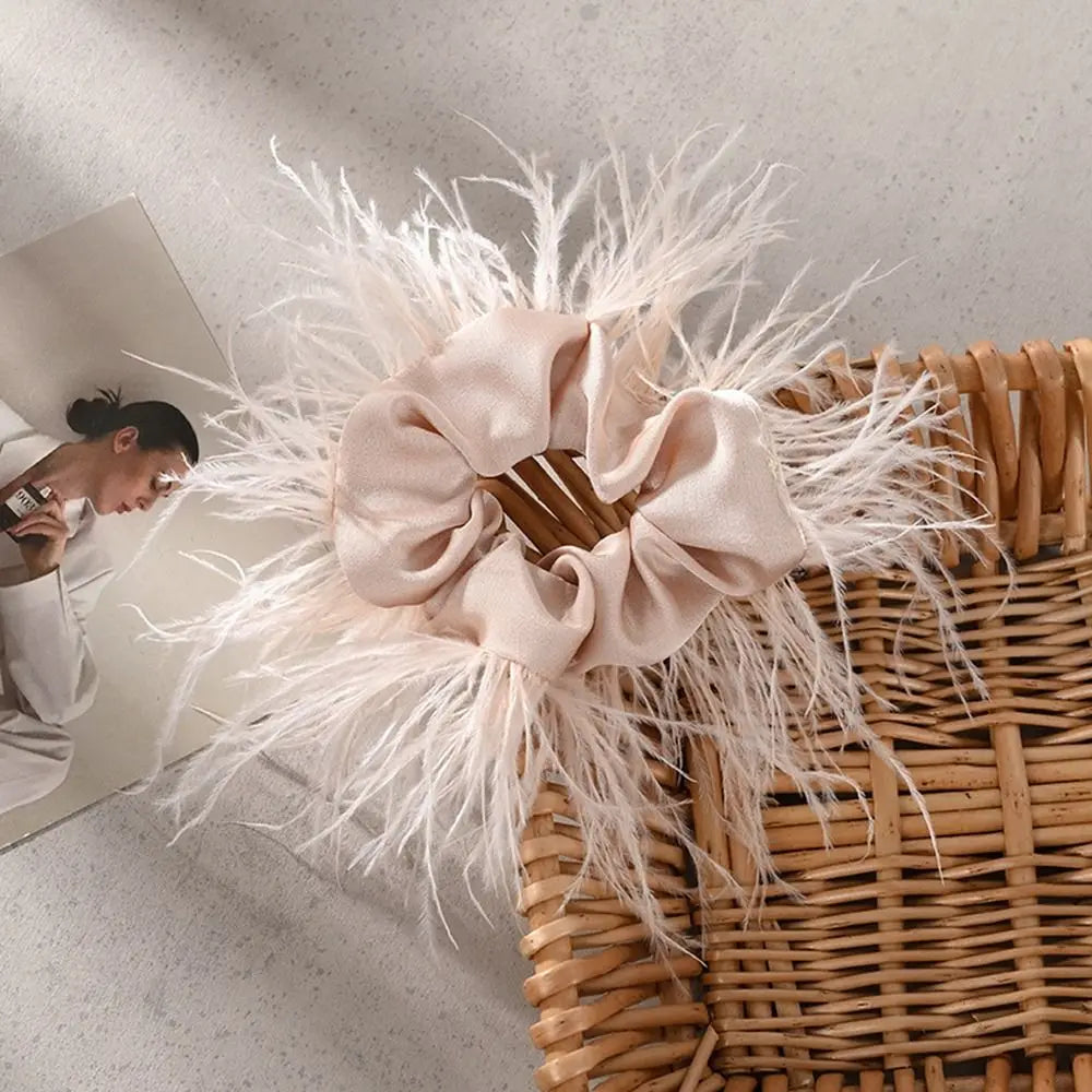 Elastic Head Rope Head Rope Women Hair Accessories Satin Hair Ring Female Hair Ties Feather Hair Rope Korean Style Scrunchies