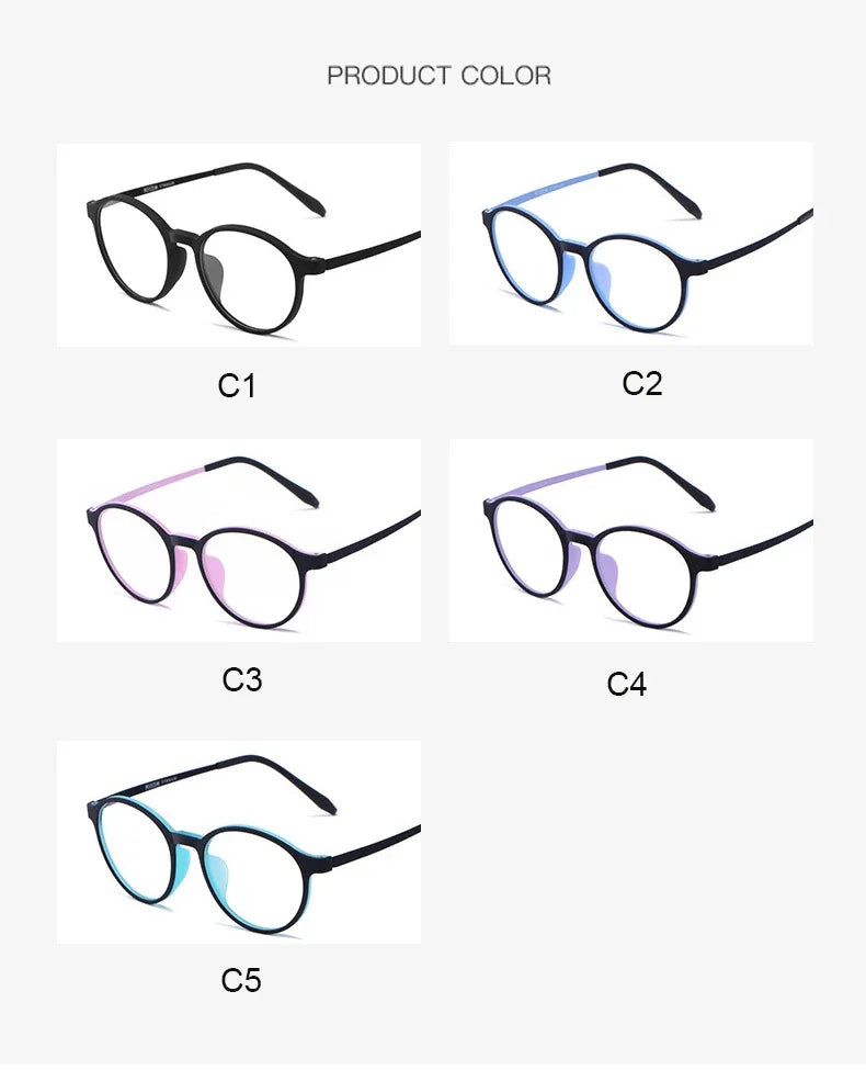Ultralight Fashion Retro Round Glasses Frames Women TR90 Titanium Optical Prescription Men's Eyeglasses Frame H3050