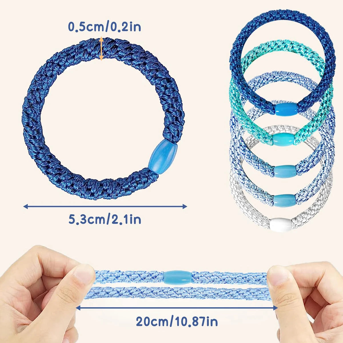 Hairbands, 10 Pack, Fashion, Solid Color, Braided Hairbands, Women, Soft Elastic, No Damage, Ponytail Hairbands