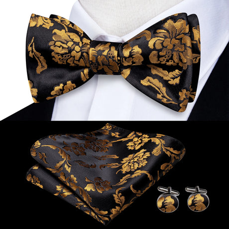 Dropshipping Jacquard Silk Mens Self Bow Tie Hanky Cufflinks Set Male Butterfly Knot Bowtie Wholesale for Male Wedding Business