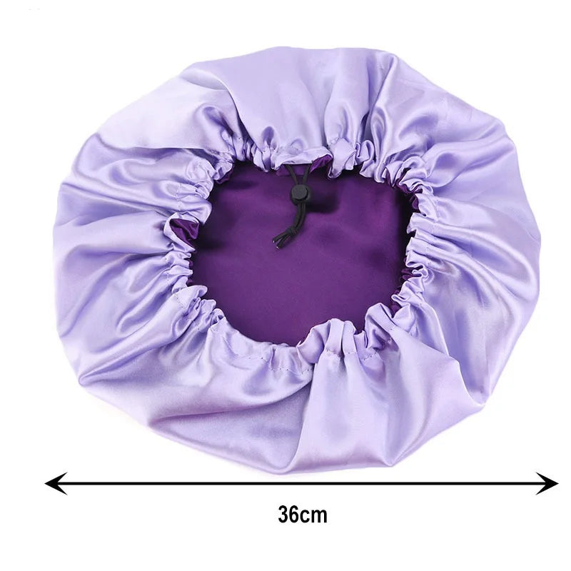 Double-Sided Sleeping Hat Adjustable Nightcap Bathing Hat Girl Sleep Protector Tool