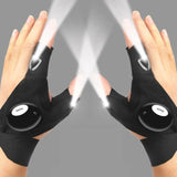 Outdoor Hunting Gloves Luminous Lighting Half Finger with Lights Night Driving Hunting Vehicle Maintenance Lighting Gloves