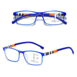 Blue Ray Blocking Anti-Blue Light Reading Glasses Multifocal Progressive Near Far Square Eyeglasses Ultralight PC