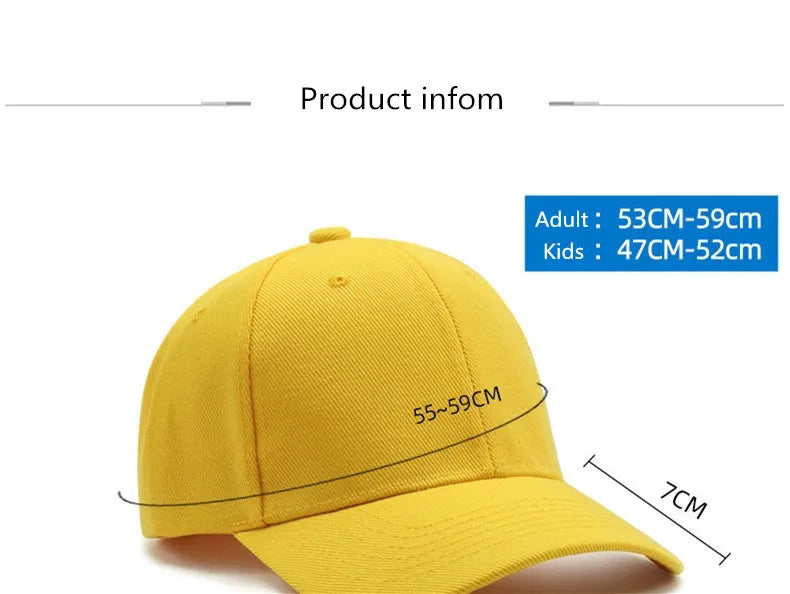 Kids casual custom baseball cap Boy girls parent-child sports hat Hip hop snapback hat with DIY logo design Gorros