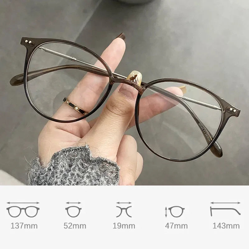 Round Blue Light Blocking Short Sighted Eyewear Luxury Ladies Myopia Glasses Unisex Fashion Women's Minus Sight Eyeglasses -4.0