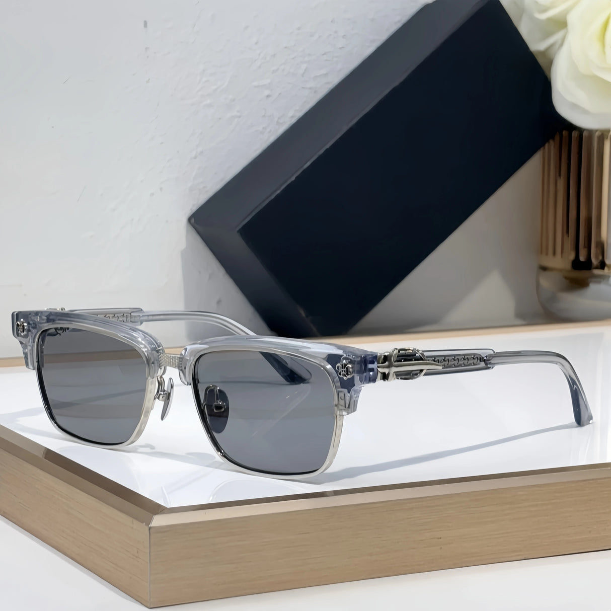 Popular Sunglasses Titanium Acetate Fashion Eyeglasse Frame Men Square Retro High Quality Women Luxury Brand Designer Glasses