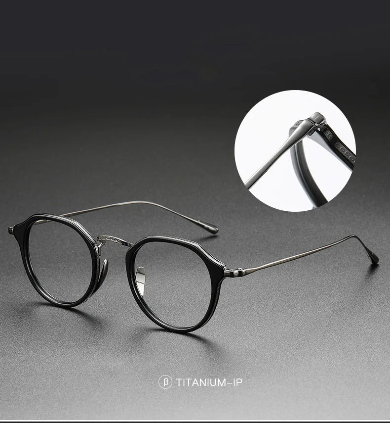 2025 New INS Men's Ultra Light Pure Titanium Glasses Frame Fashion Trend Women's Anti Blue Light Glasses Polygonal Prescription