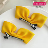 1Pair Cute Girls Hairgrips Hairpins Hair Clips Solid Color Ribbon Bow-knot Handmade Bows Barrettes Hair Accessories