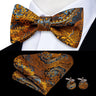 Hi-Tie Silk Mens Self Bow Tie Hanky Cufflinks Set Blue Red Gold Black White Male Jacquard Butterfly Knot Bowtie Wedding Business