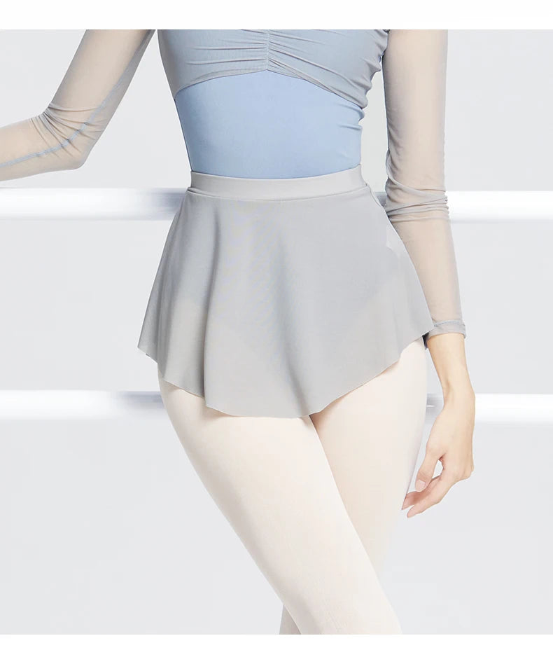 Women Ballet Skirts Dance Short Skirts High Slit Skirt Ballerina Adult Teen Ballet Dancing Dress Soft Mesh Elastic Dance Skirt