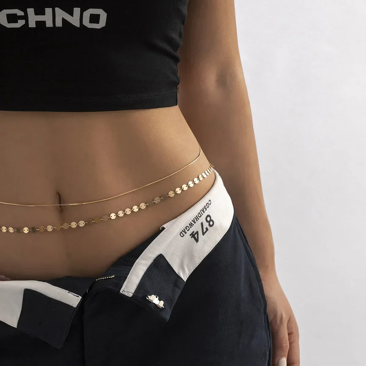 Waist Accessory Fashionable and Personalized Round Bead Chain Twisted Chain Double-layer Women's Waist Chain New Body Chain