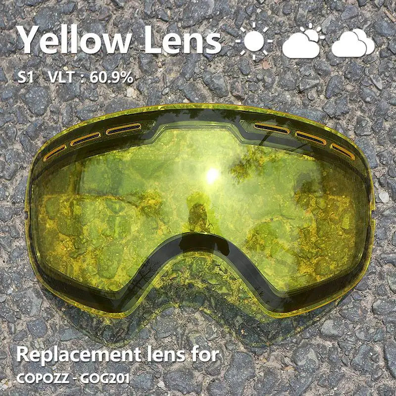 Sunny Cloudy Lens for ski goggles GOG-201 anti-fog UV400 large spherical ski glasses snow goggles eyewear lenses(Only Lens)