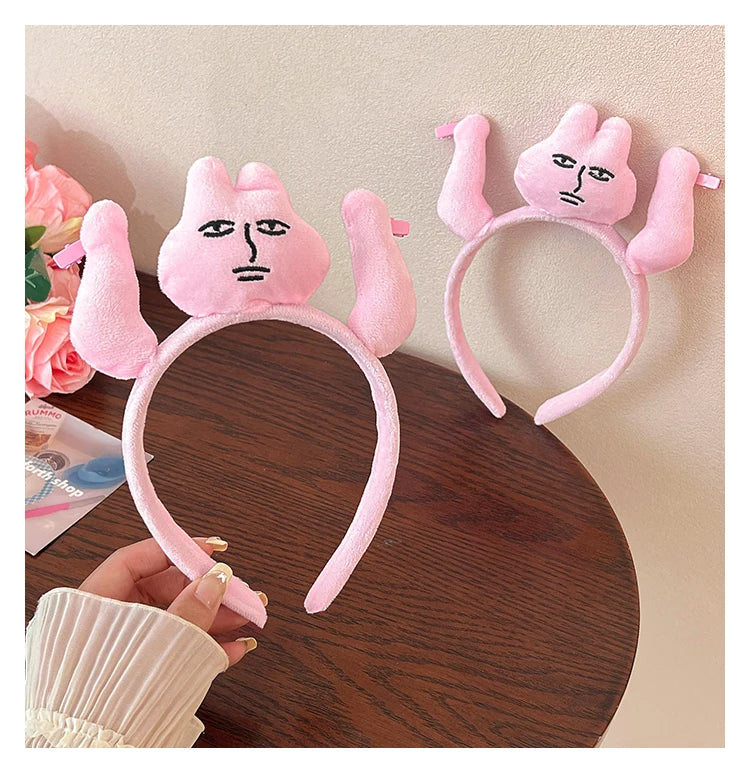 New Kawaii Pink Rabbit Banana Guinea Pig Plush Headband Creative Funny Fun Fashion Portable Cute Anime Headband for Woman Girls