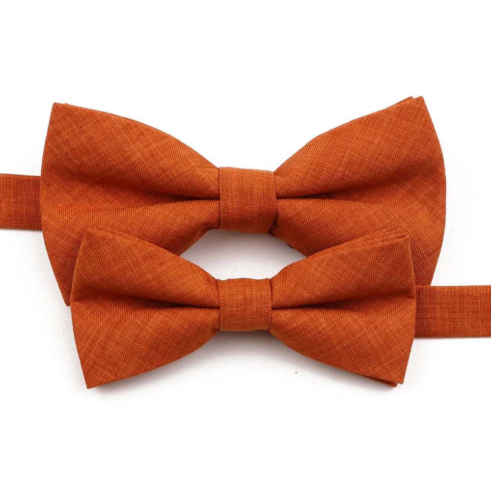 High Quality Mens Solid Color Bowtie Set For Men Children Wedding Party Dinner Accessory Pink Orange Father-son Bow Tie Gift