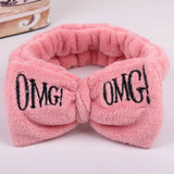 Letter OMG Headbands for Women Girls Bow Wash Face Turban Makeup Elastic Hair Bands Coral Fleece Hair Accessories