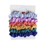 6PCS Colorful Satin Silk Hair tie Elastic Hair Bands hair elastics Women Simple Silky Satin Hair Scrunchies Set Hair Accessories