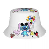 Unisex Kawaii Bucket Hats Funny Stitch Cartoon Accessories Bob Hat For Beach Headwear Lightweight