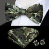 Hi-Tie Brand Silk Pre-tied Men's Bow Tie Hanky Cufflinks Set Bowtie for Male Jacquard Solid Paisley Floral Wedding Business Gift