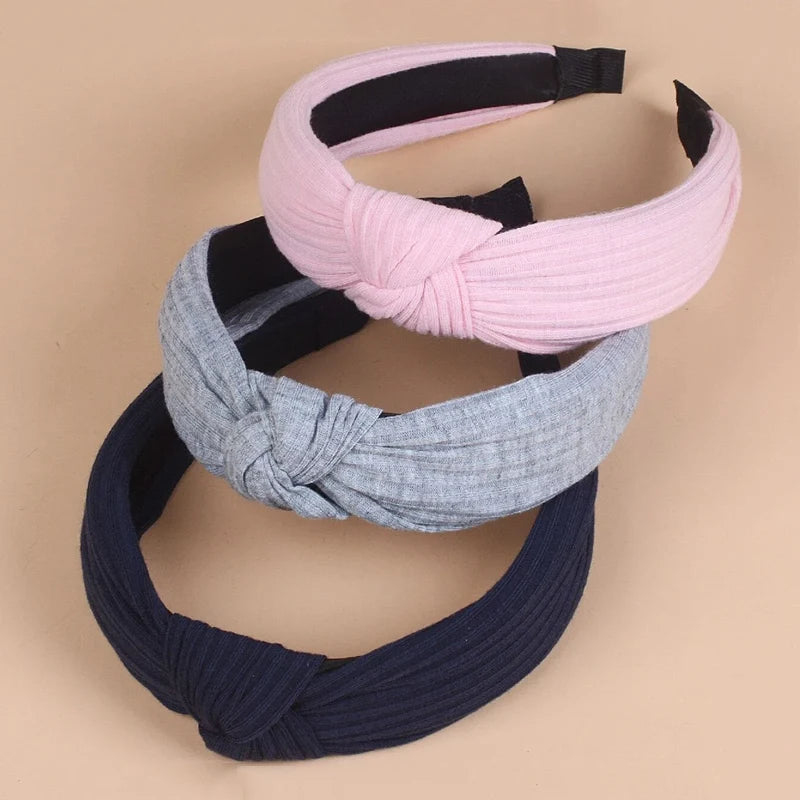 3Pcs Knotted Headbands for Women Girls Solid Color Hair Band Simple Cross Knot Hairbands Headwear Hair Accessories for Women